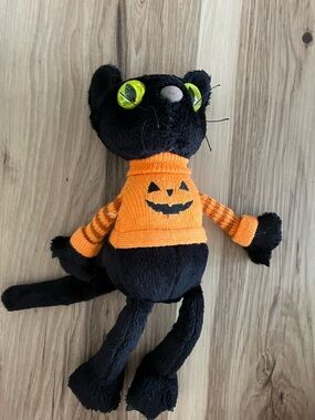 RARE…GALERIE AU CHOCOLAT Black Cat with Halloween Sweater Plush 12" Big Eyes